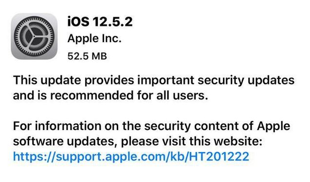 汕尾苹果手机维修分享iOS12.5.2发布，建议所有老苹果用户安装 